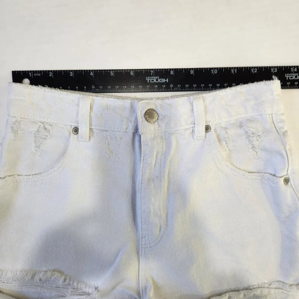 Rolla's Duster High Rise‎ Slim Denim Shorts 26 Vintage White Worn Distressed